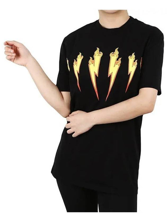 Flame Bolt Printing T-Shirt Black Women PBJT480D - NEIL BARRETT - BALAAN 2