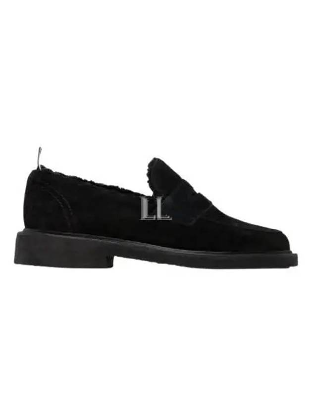 Shearling Lining Suede Penny Loafers Black - THOM BROWNE - BALAAN 2