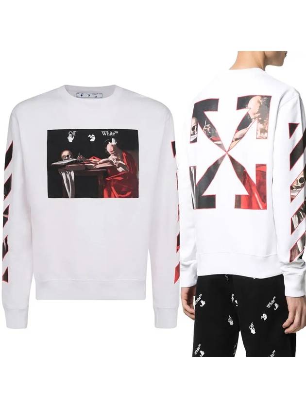 Men's Caravaggio Slim Fit Logo Sweatshirt White - OFF WHITE - BALAAN.