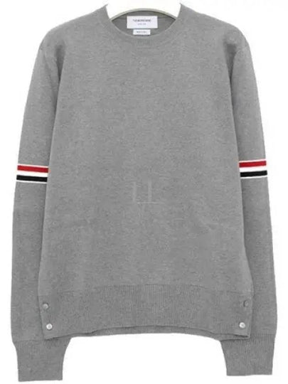 Men's Milan Stitch Armband Crew Neck Knit Top Light Grey - THOM BROWNE - BALAAN 2