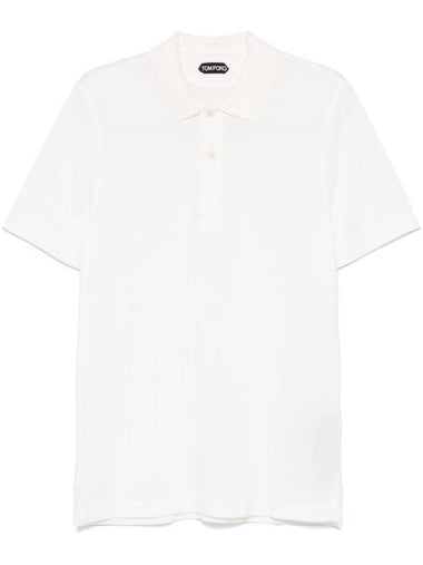 Cotton Short Sleeve Polo Shirt White - TOM FORD - BALAAN 1