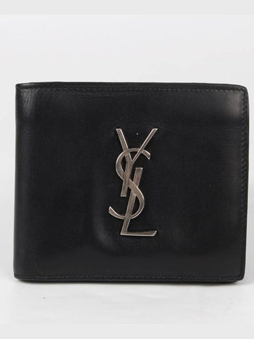 YSL silver monogram bi fold wallet OS - SAINT LAURENT - BALAAN 1