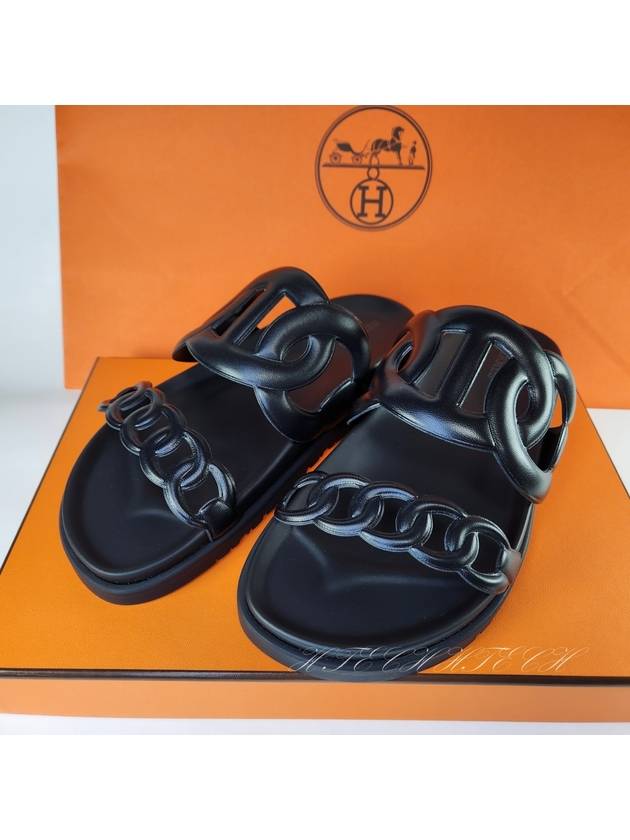 Extra Leather Sandals Noir Black - HERMES - BALAAN 8