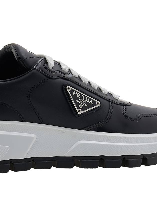 Spazzolato Logo Low Top Sneakers Black White - PRADA - BALAAN 11