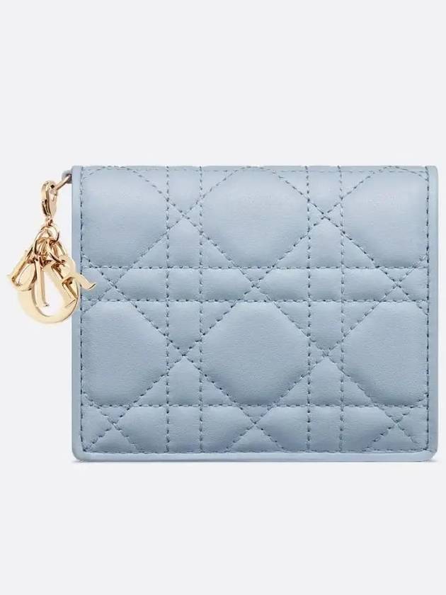 Lady Dior Gardenia Mini Half Wallet Blue - DIOR - BALAAN 2