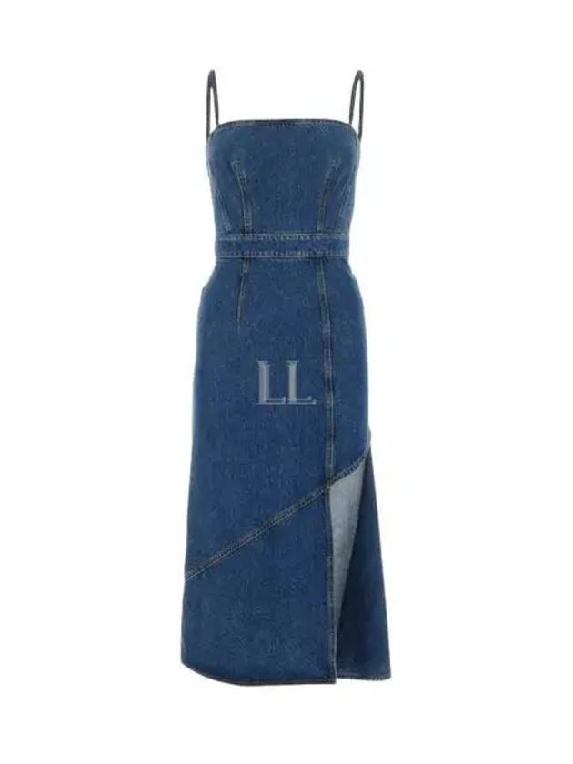 Slit Detail Denim Midi Dress Blue - ALEXANDER MCQUEEN - BALAAN 2