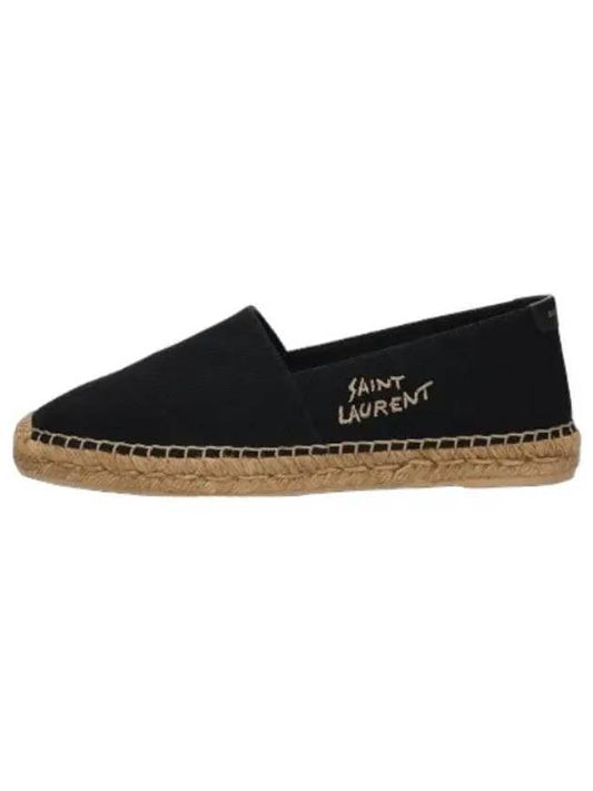 Logo embroidered espadrilles black sneakers - SAINT LAURENT - BALAAN 1