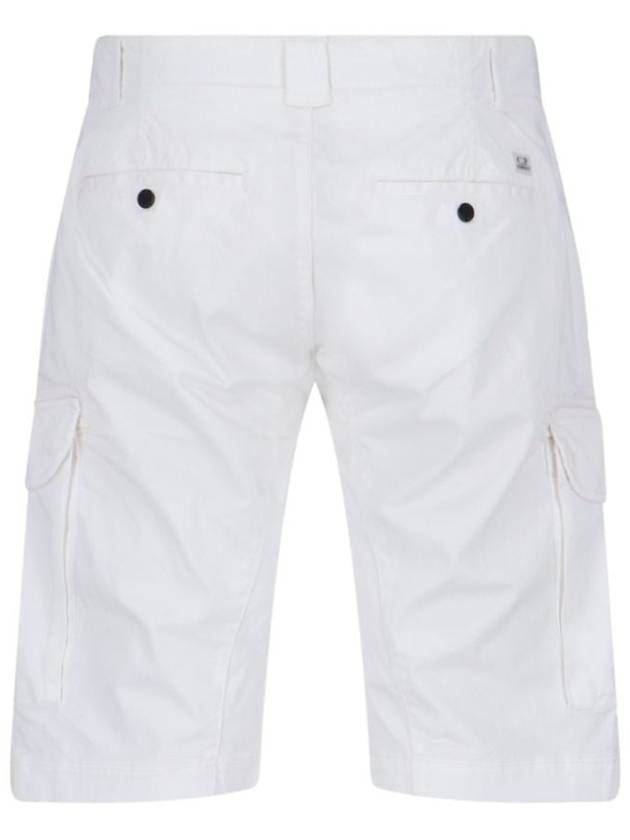 Stretch Satin Cargo Shorts White - CP COMPANY - BALAAN 3