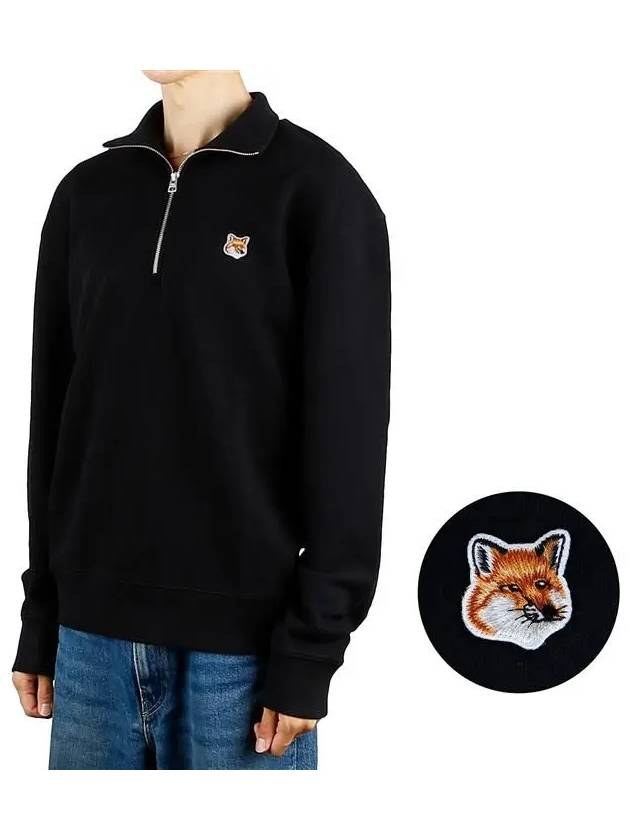 Fox Head Patch Half Zipper Sweatshirt Black - MAISON KITSUNE - BALAAN 2