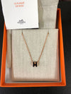 Mini PopAche H Necklace Rose Gold Black - HERMES - BALAAN 1