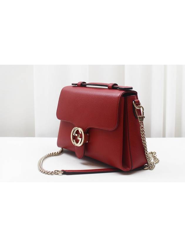 Interlocking leather top handle chain shoulder bag red 510302 - GUCCI - BALAAN 3