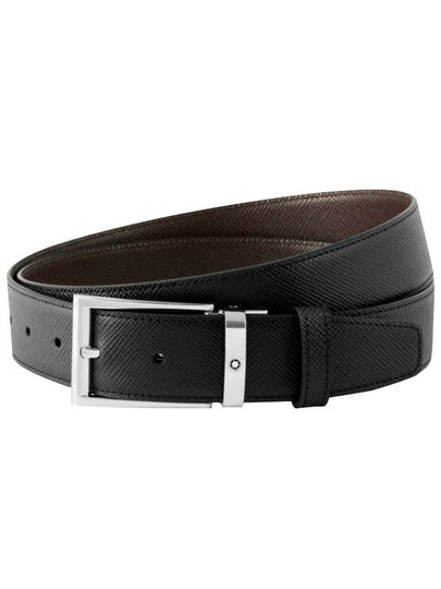 Rectangular Pin Buckle Reversible Leather Belt Black Brown - MONTBLANC - BALAAN 2