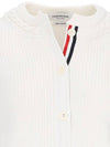 Cotton Jersey Flower 4 Bar V Neck Cardigan White - THOM BROWNE - BALAAN 4