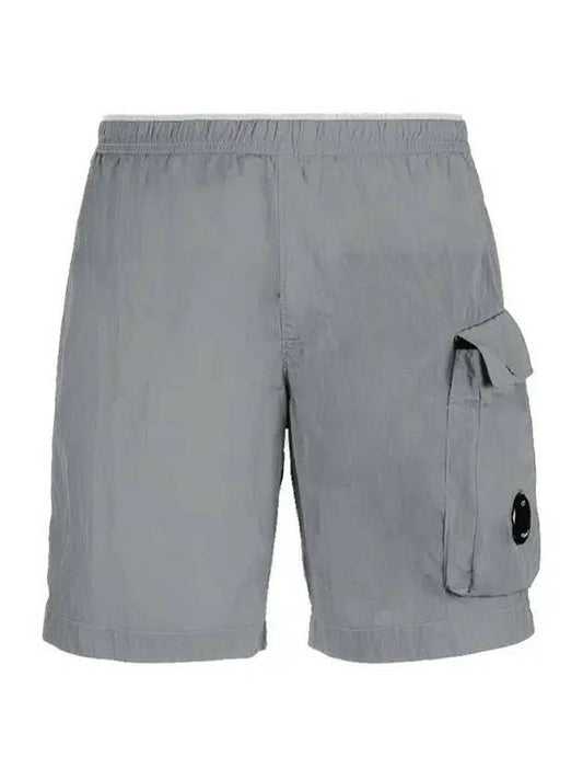Men's Lens Wappen Chrome Beach Shorts Gray - CP COMPANY - BALAAN 2