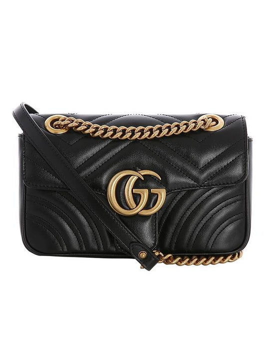 GG Marmont Matelasse Gold Chain Mini Cross Bag Black - GUCCI - BALAAN 1