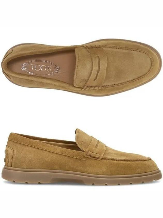Pebble Tab Moccasin Suede Penny Loafers Brown - TOD'S - BALAAN 2
