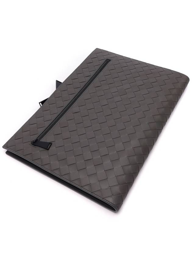 Intrecciato Document Clutch Bag Grey - BOTTEGA VENETA - BALAAN 6