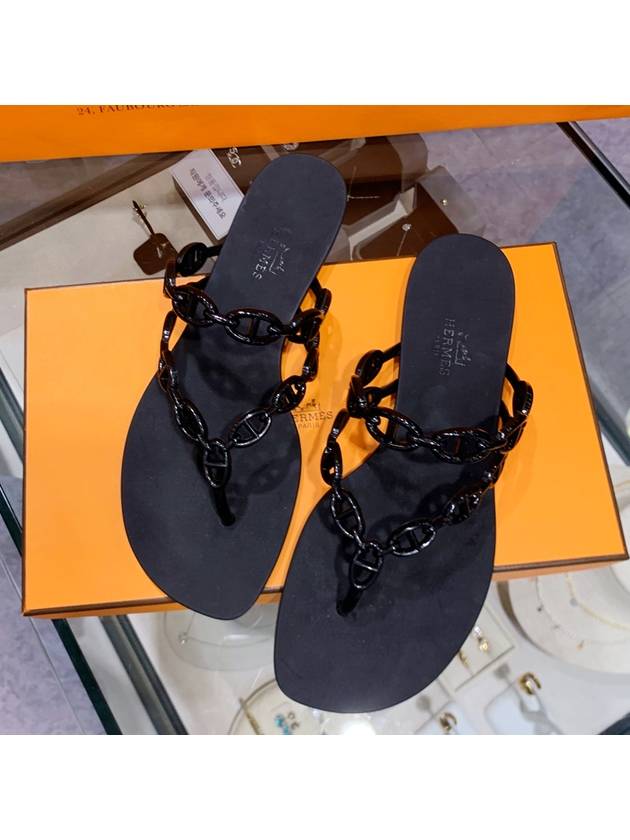 women sandals island noir sandals black - HERMES - BALAAN 1