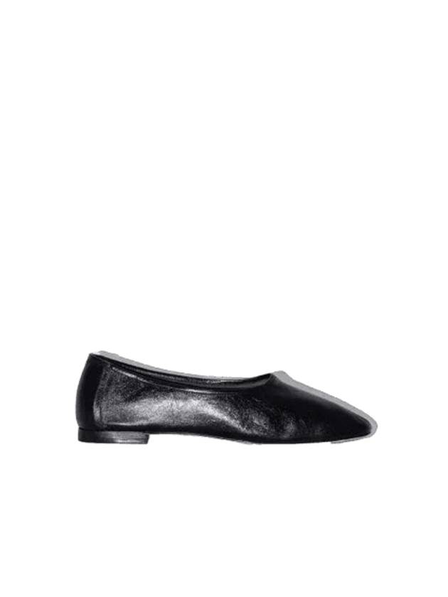 Prudence Creased Leather Flat Black - BY FAR - BALAAN 1