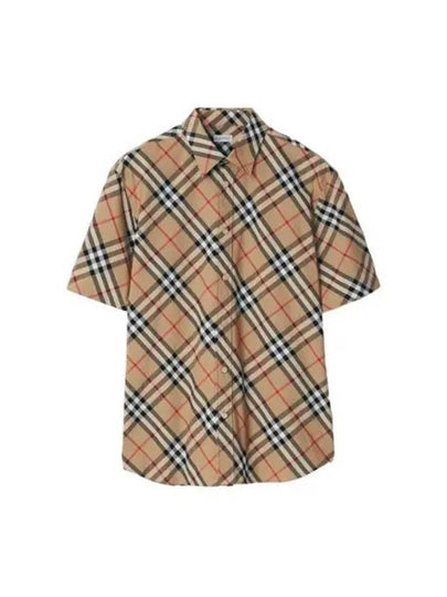 Check Cotton Long Sleeve Shirt Sand - BURBERRY - BALAAN 2