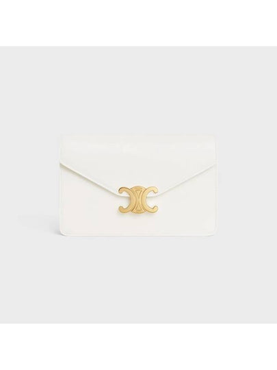 Triomphe Chain Shiny Calfskin Half Wallet White - CELINE - BALAAN 2