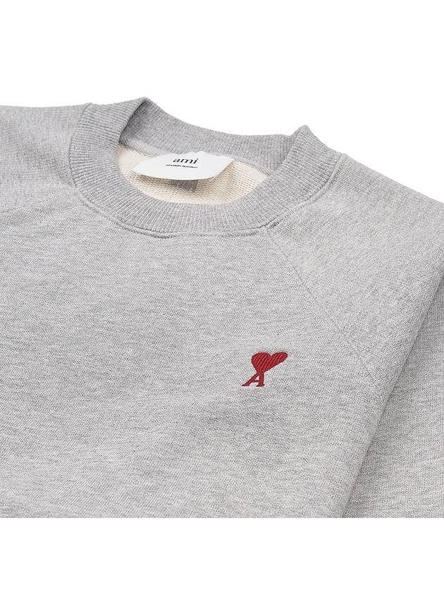 Cotton Heart Logo Sweatshirt Grey - AMI - BALAAN 4