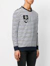 18SS Striped Zipper Anchor Patch Biker Sweatshirt White Navy S8H6252 J141B 159 - BALMAIN - BALAAN 8