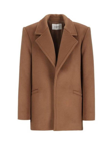 Short Wool Single Coat Camel - SAINT LAURENT - BALAAN 1