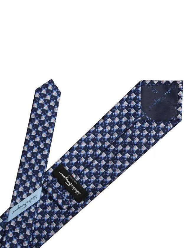 Paco Print Silk Neck Tie Blue - SALVATORE FERRAGAMO - BALAAN 5