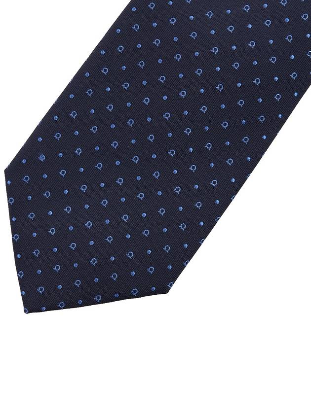 Ferragamo Men's Gancini Jacquard Tie 35 0837 F BLU SCURO 0758432 - SALVATORE FERRAGAMO - BALAAN 5