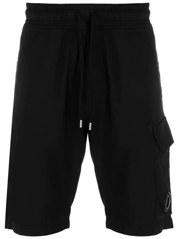 Men's Light Fleece Lens Wappen Cargo Shorts Black - CP COMPANY - BALAAN 3