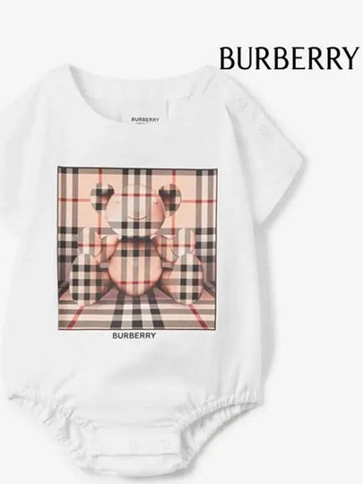 Baby Thomas Bear Print Cotton Bodysuit White Pink 8069720 - BURBERRY - BALAAN 2