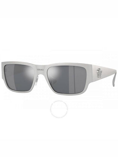 Versace Light Grey Mirror Black Square Men's Sunglasses VE2262 12666G 56 - VERSACE - BALAAN 1