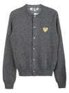 Women's Gold Heart Wappen Wool Cardigan Grey - COMME DES GARCONS - BALAAN 1