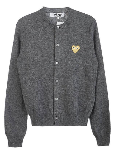 Gold Heart Wappen Wool Cardigan Grey - COMME DES GARCONS - BALAAN 1