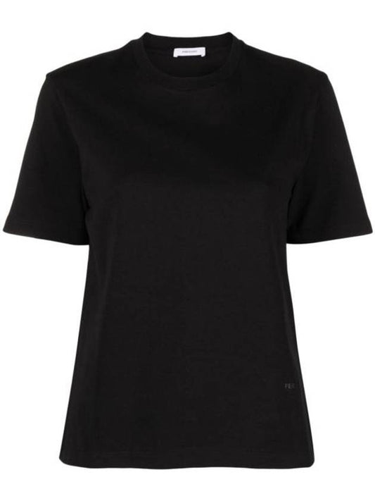 Logo Crew Neck Short Sleeve T-Shirt Black - SALVATORE FERRAGAMO - BALAAN 1