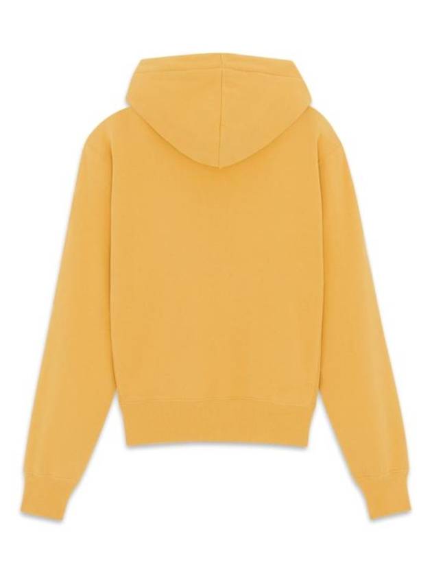 Logo Print Cotton Hoodie Yellow - SAINT LAURENT - BALAAN 3