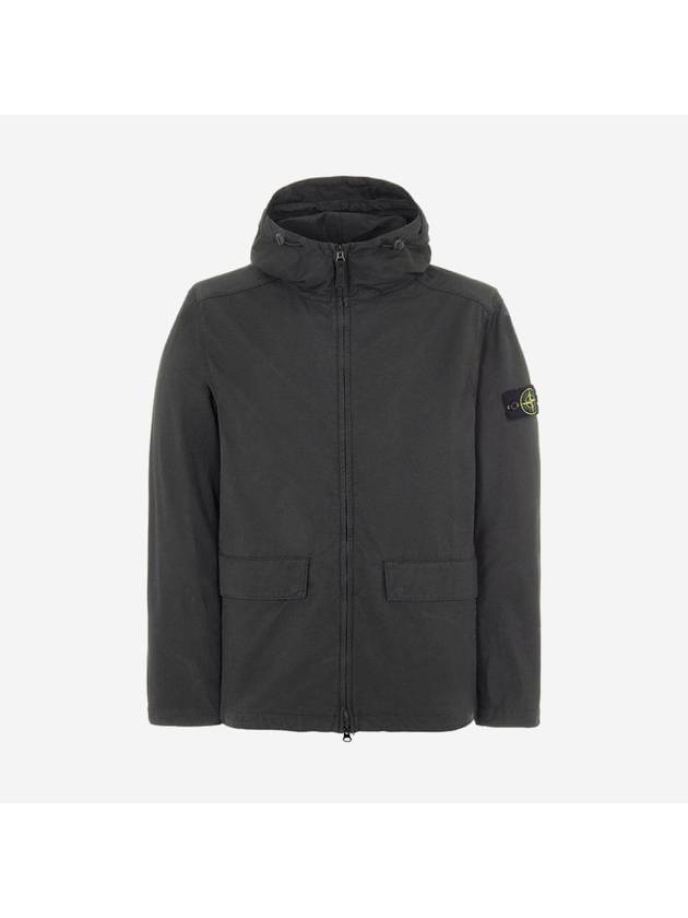 Batavia Garment Dyed Nylon Cotton Hooded Jacket Dark Grey - STONE ISLAND - BALAAN 1