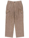 Men's Linen Cargo Pants Brown I2SP01BR - IOEDLE - BALAAN 3