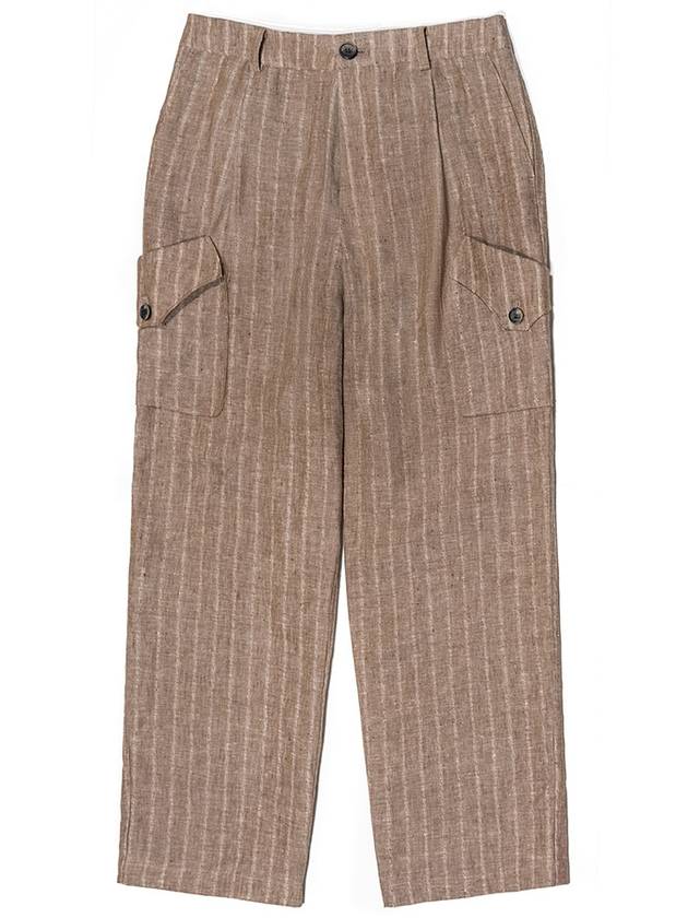 Men's Linen Cargo Pants Brown I2SP01BR - IOEDLE - BALAAN 3