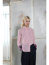 e striped check mixed media long sleeve shirt pink - PRETONE - BALAAN 1