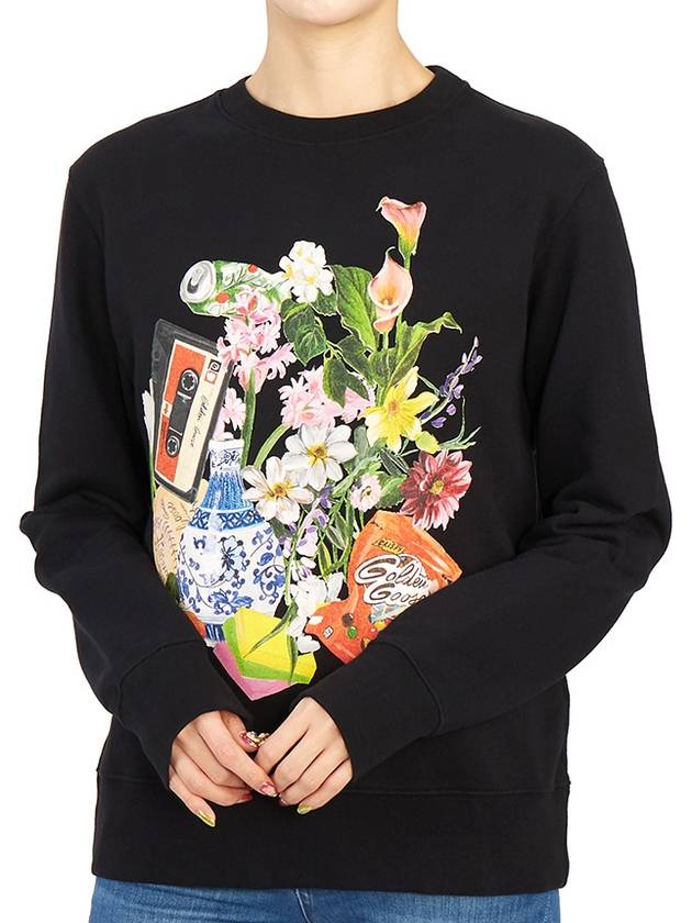 Graphic Print Cotton Sweatshirt Black - GOLDEN GOOSE - BALAAN 8