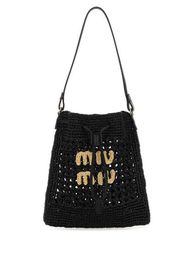 Woven Fabric Mini Bucket Bag Black - MIU MIU - BALAAN 1