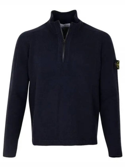 Wappen Patch Lambswool Half-Zip Knit Top Navy - STONE ISLAND - BALAAN 2