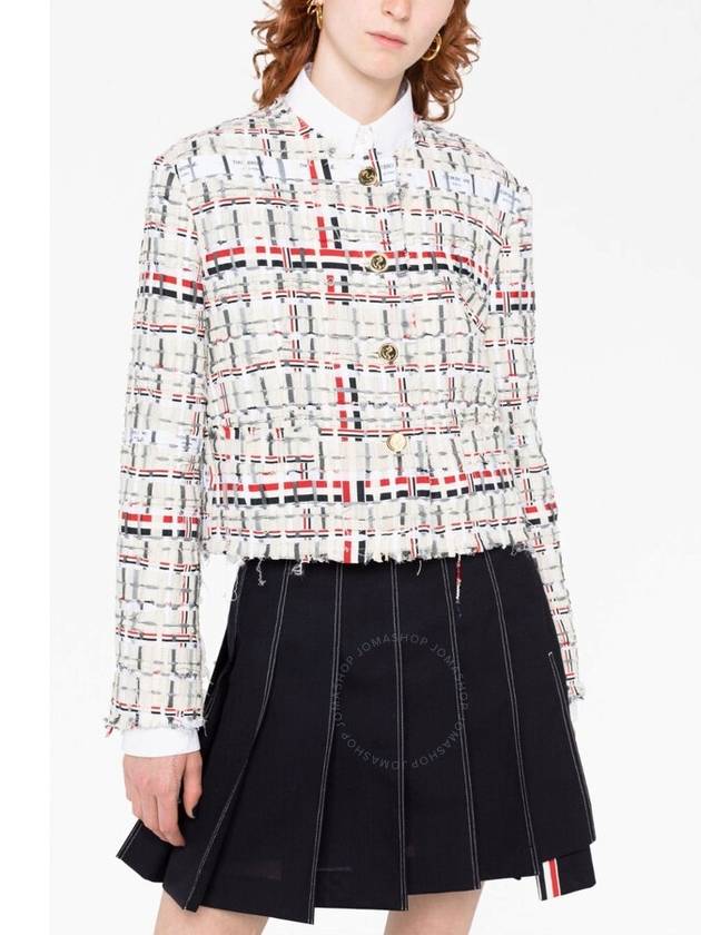 Thom Browne RWB Stripe Deconstructed-Design Tweed Jacket, Brand Size 40 (US Size 4) - THOM BROWNE - BALAAN 2