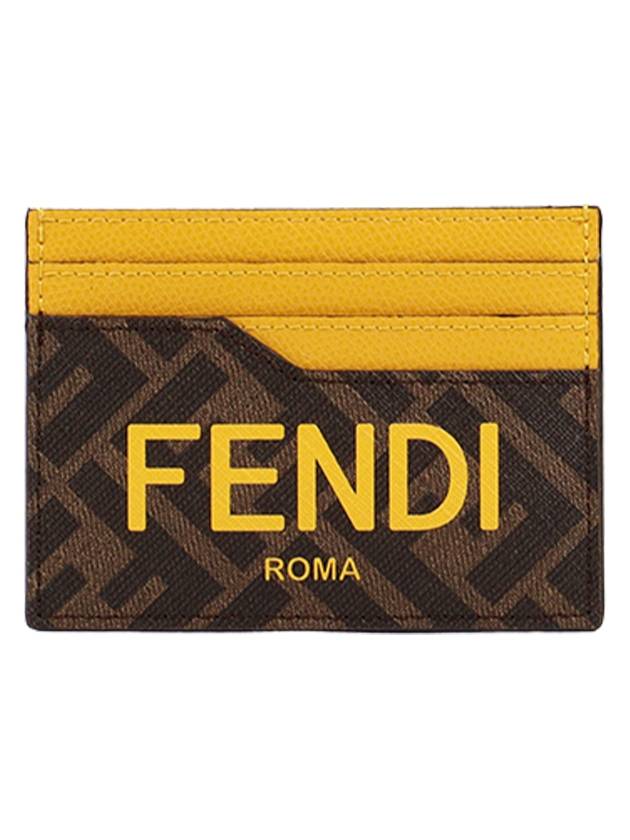 Roma Logo 3-Fold Card Wallet Brown Yellow - FENDI - BALAAN 2