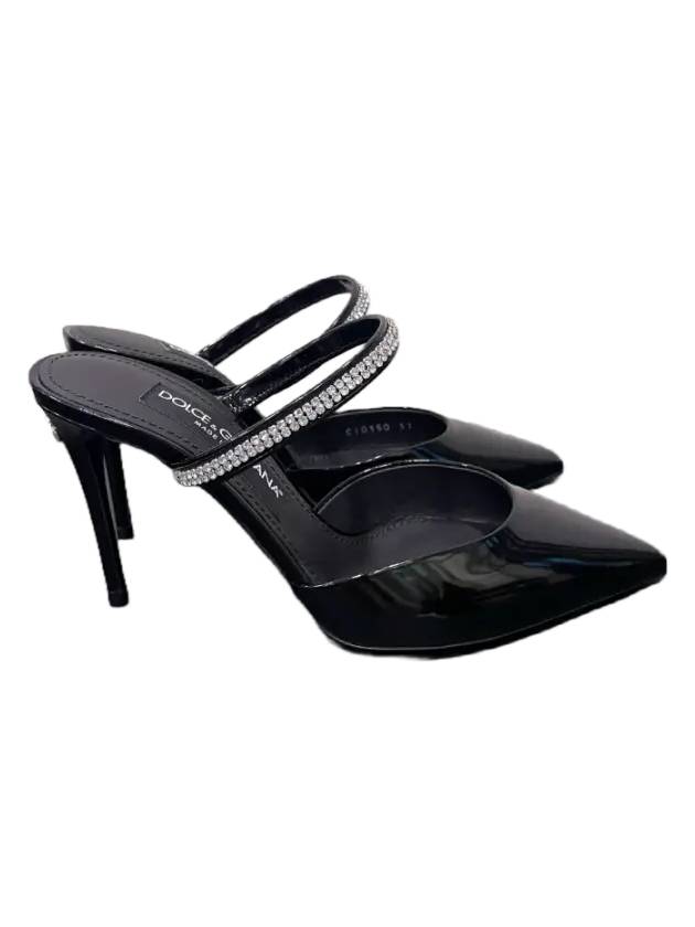 Crystal Leather Pumps Heel Black - DOLCE&GABBANA - BALAAN.