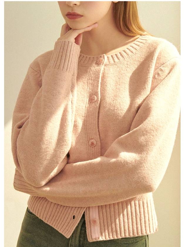 Women's Anemone Wool Basic Cardigan Pink - MICANE - BALAAN 4