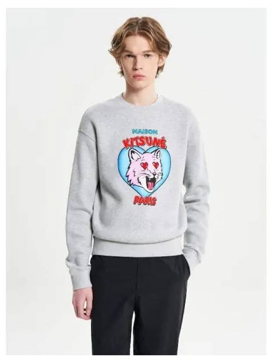 Men s Valentine Comfort Sweatshirt Light Gray Melange Domestic Product - MAISON KITSUNE - BALAAN 1