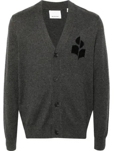 Men's Logo Intarsia Cardigan Grey - ISABEL MARANT - BALAAN 1